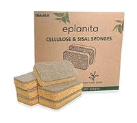 eplanita Spugne abrasive naturali a base vegetale (confezione da 6), antigraffio, biodegradabili, detergenti ecologici per cucina e bagno
