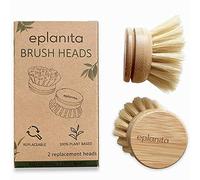 EPLANITA Testine di ricambio per spazzole per piatti in bambù (confezione da 2), ricariche in setole di sisal, fibre di cactus di agave, spazzole ecologiche da cucina per lavare i piatti