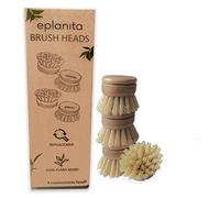 EPLANITA Testine di ricambio per spazzole per piatti in bambù (confezione da 4), ricariche in setole di sisal, fibre di cactus di agave, spazzole ecologiche da cucina per lavare i piatti