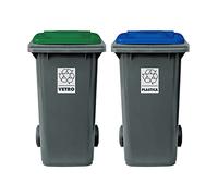 Eplastic Set 2 bidoni porta rifiuti - capacità 120 litri - bicolor con fondo grigio e coperchi colorati per raccolta differenziata (BLU - VERDE)