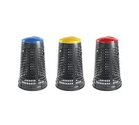 Eplastic | Set 3 Trespoli Porta Rifiuti 110L - Bicolor con Fondo Grigio e Coperchi Colorati (Rosso, Blu e Giallo) per Raccolta Differenziata