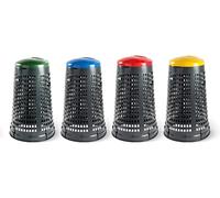 Eplastic | Set 4 Trespoli Porta Rifiuti 110L - Bicolor con Fondo Grigio e Coperchi Colorati (Blu, Giallo, Rosso, Verde) per Raccolta Differenziata
