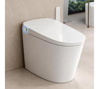EPLO Smart Toilet Bidet con serbatoio incorporato, coperchio con apertura automatica, altezza comfort ADA, doppio scarico automatico, funzionamento sensore piede, sedile riscaldato, display a LED,