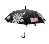 eplusm AVENGERS VENDETTA - Ombrello a cupola manuale, 8 pannelli, aste metalliche, comodo e versatile, qualità e resistenza, 43 cm, materiale poliestere, Nero, M, Casual