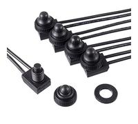 EPLZON 12V Impermeabili Interruttori a Pulsante ON/OFF SPST Interruttore con cavi da 4,5'' per camper/moto/auto KP-107 (Confezione da 5 Pezzi,nero)