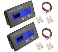 EPLZON 2Pezzi Batteria capacità Monitor Gauge Meter, DC 12V 24V 36V 48V 60V 72V Universale Tester Voltmetro Monitor Batteria al Piombo, Tensione Capacità Batteria al Piombo Acido (Luce Blu)