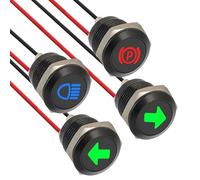 EPLZON 4 Pezzi 12mm Indicatore luminoso LED impermeabile, DC 12 V/24 V in metallo Indicatore LED per Moto Auto Camion Trattori Camper ATV