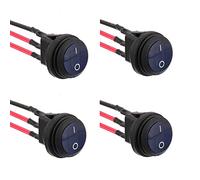 EPLZON 4 pezzi 12V 20A impermeabile rotondo con interruttore a levetta a bilanciere a LED Interruttore SPST a 3 pin con 20 cm precablato per camion camper (Blu)