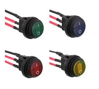 EPLZON 4 pezzi 12V 20A impermeabile rotondo con interruttore a levetta a bilanciere a LED Interruttore SPST a 3 pin con 20 cm precablato per camion camper (Multicolore)