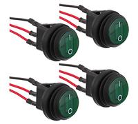EPLZON 4 pezzi 12V 20A impermeabile rotondo con interruttore a levetta a bilanciere a LED Interruttore SPST a 3 pin con 20 cm precablato per camion camper (Verde)