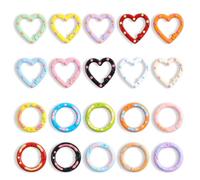 EPMOCN 20 Pezzi Moschettone Mini Set: 10 Cuore + 10 Rotondo, Moschettoni per Borse e Portachiavi in Metallo, Anelli Moschettone Colorati per Artigianato