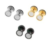 Epoch World 3 Paia Acciaio inossidabile Orecchini Zirconia Cubica per Donna Uomo, Bottone Orecchini Uomo Diamante Orecchini Punto Luce Donna Brillanti Argento Oro Nero