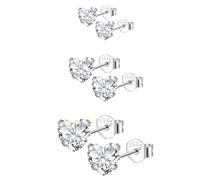 Epoch World 3 Paia Orecchini a Cuore da Donna in Argento Sterling 925 Orecchini Cuore Argento con Zirconi Ipoallergenici 4 5 6mm Regali di Gioielli Regalo per Donna Ragazze con Scatola