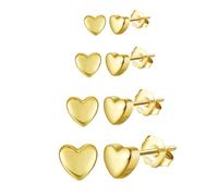 Epoch World 4 Paia Orecchini Cuore Argento Sterling 925 da Donna Orecchino Piccoli Orecchini Oro a Perno per Donna e Ragazze con Scatola