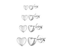 Epoch World 4 Paia Orecchini Cuore da Donna in Argento Sterling 925 Orecchino Piccoli Orecchini Argento a Perno per Donna e Ragazze con Scatola