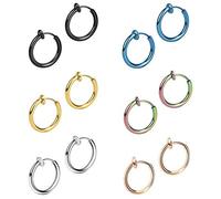 Epoch World 6 Paia Orecchini Clip Donna Uomo Bambina Non Piercing Orecchini Finti Senza Buco Piccoli in Acciaio Inossidabile 13MM Argento Nero Oro