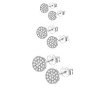 Epoch World Orecchini a Perno in Argento Sterling 925 con Zirconia Cubica da Donna Gioielli 3 Paia Orecchini Argento Uomo Rotondo Piccoli Orecchino Zirconia Brillanti per Donna 4mm 5mm 6mm