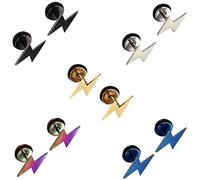 Epoch World Orecchini Fulmine Uomo Bambina Maschili Oro Negro 5 Paia Acciaio Inossidabile, Orecchini Donna Argento Piccoli Piercing