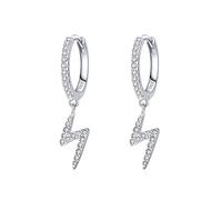 Epoch World Orecchini in Argento Sterling 925 Orecchini a Cerchio con Ciondolo Orecchini Pendenti di Fulmine Piccoli Orecchini Fulmine in Zircone Orecchini Argento per Donna Uomo Ragazze