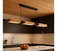 Epochglo Lampadario da cucina moderno in legno, 90 cm, lampada a LED per sala da pranzo e isola cucina, dimmerabile 3000 K-6500 K, con telecomando e funzione memoria