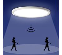 Epochglo Plafoniera con Sensore di Movimento, Plafoniera Led Soffitto, Lampada Soffitto, Luce Led Soffitto, Ultra Sottile, 1800LM, 4000K, 22cm, IP44 Stagna, Bianco