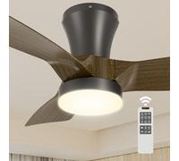 Epochglo Ventilatore da soffitto con luce 80 cm, dimmerabile 3000K-5000K, ventilatore a LED silenzioso con luce e telecomando, 7 velocità, timer per soffitto soggiorno camera da letto, colore legno
