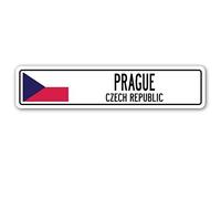 EpochSign - Cartello decorativo con scritta in lingua inglese "Praga Repubblica Ceca" e bandiera cecoslovacchia, targa in metallo, 10 x 40 cm