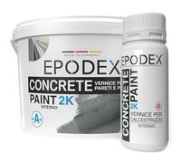 EPODEX 2K Vernice per calcestruzzo, Vernice per pavimenti interni in cemento, pavimento garage, cantina, officina, impermeabile, 1,8kg - 4,5m² per 2 mani - Nero intenso