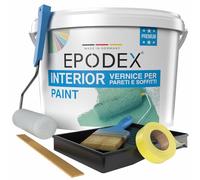 EPODEX Pittura Murale Premium Pittura per Pareti con Accessori, Formula Protettiva, Alta Coprenza, Lavabile, Senza Schizzi e Inodore, Finitura Satinata, 3kg (25 m² per mano) - Rose Pastel+