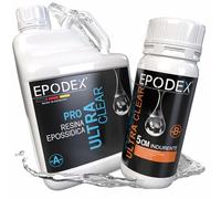 EPODEX Resina Epossidica PRO+, Resina epossidica trasparente kit: cristallina per colate fino a 5cm, per river table, lampade, stampi alti e grandi progetti in resina, BLACK - Transparent - 3kg