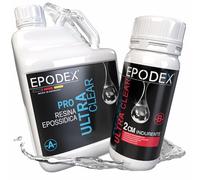 EPODEX Resina Epossidica PRO, Resina epossidica trasparente kit è cristallina per colate fino a 2cm, per arte in resina, doming, gioielli e piccoli stampi o colate, BLUE - Transparent - 1,5kg
