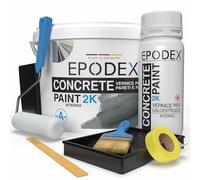 EPODEX VERNICE PER CALCESTRUZZO 2K CON ACCESSORI | Vernice per Pavimenti in Cemento | Impermeabile | Cantina, Garage, Officina | Per Interni ed Esterni Coperti | 12 kg (46m² per 2 mani)