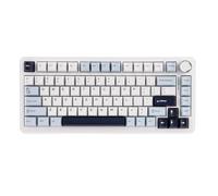 EPOMAKER EA75 Tastiera Meccanica senza Fili Tri-Modale, Knob, Creamy Gasket, RGB Side&Backlit, Interruttore Lubrificato Hot-Swap, Keycap in PBT, Qwerty US (Light Blue, Graywood V3 Switch)