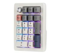 EPOMAKER EK21 VIA Gasket Tastierino Numerico con Batteria da 1000mAh, BT 5.0/2.4ghz/Wired Hot-Swap Numpad with Aluminum Alloy knob, Programmable for Win/Mac/Gaming (Bianco, Zebra Linear Switch)