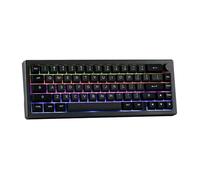EPOMAKER EK68 65% Guarnizione NKRO Hot Swappable Triple Mode Tastiera da Gioco Meccanica con Manopola, LED Rivolto a sud, Retroilluminazione RGB per Win/Mac (Nero Argento, Gateron Pro Yellow)