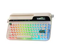 EPOMAKER Glyph Tastiera Meccanica Wireless Typewriter Retro, Schermo Manopola e Leva, Poggiapolsi, Tasti Rotondi in PBT, Hot-Swap, RGB, Software Personalizzabile, Montaggio Top-Mount, Tastiera Creamy