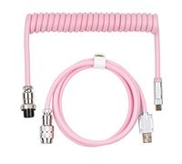 EPOMAKER Puff Aviator Coiled - Cavo a spirale per tastiera da gioco meccanica, connettore stile Aviation rimovibile tipo C, per Mac/Win/Gamer, rosa (Puff Pink)