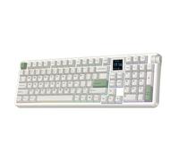 EPOMAKER RT100 PRO Tri-Mode Tastiera Meccanica, 1.54" Hot-Swap Screen, Knob, Retro PBT Keycap, Mac Keys, Thocky Gasket, Custom Driver, RGB, BT/2.4G Wireless Gaming Keyboard (Bianco, Sea Salt Silent)
