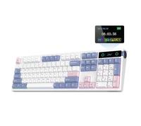 EPOMAKER TH108 PRO Tastiera Meccanica full size con Schermo e Manopola, Tastiera Wireless da gioco con 10000mAh, Creamy Gasket, Hot Swap, Custom Driver, RGB Backlight (Bianco, Sea Salt Silent Switch)
