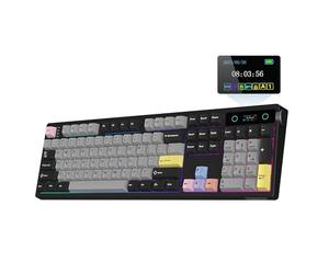 EPOMAKER TH108 PRO Tastiera Meccanica full size con Schermo e Manopola, Tastiera Wireless da gioco con 10000mAh, Creamy Gasket, Hot Swap, Custom Driver, RGB Backlight (Nero, Creamy Jade Switch)
