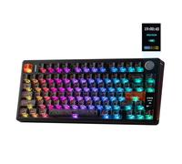 EPOMAKER TH80 V2 PRO Tastiera Meccanica Wireless, Screen & Knob, 10000mA, 2.4G/BT, Hot-Swap, PBT Keycap, Mac Modifier, RGB, Creamy Gasket, Giochi per Mac/PC (Nero, Creamy Jade Switch)