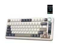 EPOMAKER X Aula EA75 MAX Tastiera Wireless da Gioco con Schermo & Manopola, Hot-Swap, RGB Backlit, PBT Keycaps, Creamy Gasket, 75% Tastiera Meccanica, US Layout (Bianco Vintage, Reaper Switch)