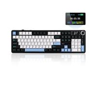 EPOMAKER X AULA F108 PRO Tastiera da Gioco Wireless con Schermo, Batteria da 8000mAh, 104 Tasti e Manopola Sostituibili a Caldo, RGB, per Mac/PC/Android, qwerty (NeroBiancoBlu, Reaper Switch)