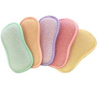 EPONGENIO MYBO TV - Set di 5 spugne double face, riutilizzabili, lavabili in lavatrice, anti graffi e multisuperficie, colore pastello, 11 cm x 17 cm, vista in TV