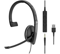 Sennheiser SC 135 USB (508316) - Auricolare monaurale per professionisti con suono stereo HD, microfono con cancellazione del rumore e connessione USB - Nero, regolabile