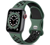 Epova Sport Cinturino in Silicone Compatibile con Apple Watch 40mm 38mm 41mm 42mm, Traspirante Cinturini di Ricambio per iWatch SE Series 10 9 8 7 6 5 4 3 2 1,Pino Verde/Nero, Piccolo
