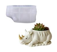Epoxy Resin Molds, Silicone Nonstick Craft Set, DIY Rhinoceros Design Mold, Concrete Planter Casting Tool, for Wax Clay Plaster Flower Plant Pots Candle Jars Jewelry Holder Home Decor Art Projects Use