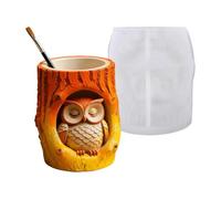 Epoxy Resin Molds, Tree Stump Owl Silicone Casting Mold, Non Stick Planter Flower Pot Form, DIY Craft Resin Art Tool, Durable Flexible Reusable Design, 3.43x3.78in, for Home Decor Crafts Art Projects