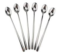 EPRHY - Cucchiaini da Ghiaccio con Manico Lungo, in Acciaio Inox 18/8, per mescolare Cocktail, tè, caffè, frullati, Bevande Fredde, Set da 6 (Resistente)