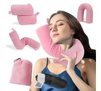 EPROICKS Cuscino da Viaggio per il Collo Portatile Su Voli, Multifunzione Cuscino Aereo con Cerniera Sfoderabile Può Piegarsi, per Viaggi in Famiglia, Aereo, Autobus, Treno (Rosa)